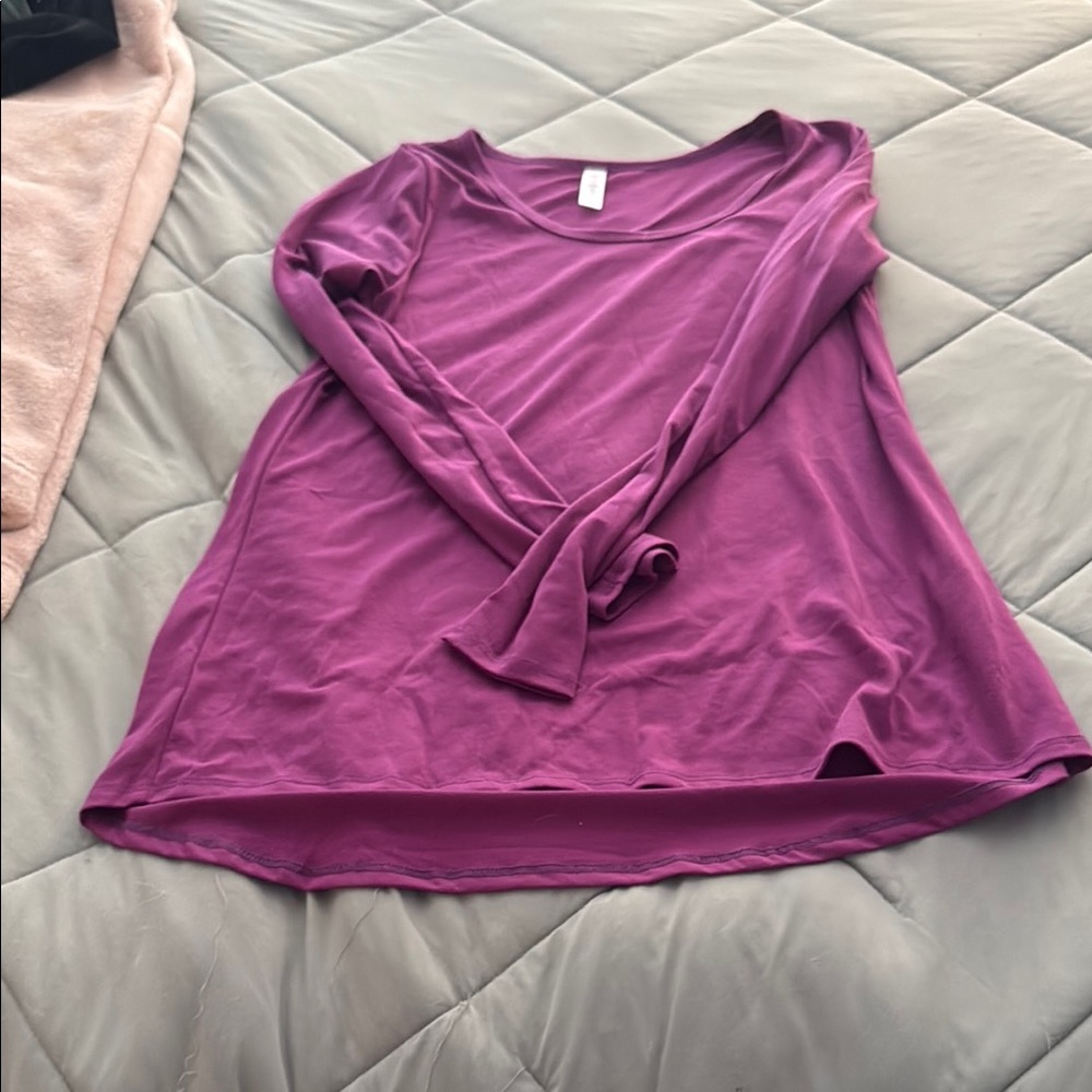 LuLaRoe Pink and Purple Relaxed Long Sleeve Blouse